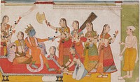 Krishna welcoming Sudama, from a Bhagavata Purna