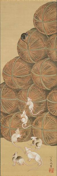 Rats and Rice Bales by Katsushika Hokusai