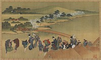 Cherry blossom viewing by Katsushika Hokusai
