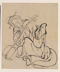 Tuning the Samisen by Katsushika Hokusai