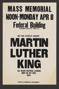 Poster for a mass Memorial for Martin Luther King, National Museum of African American History and Culture