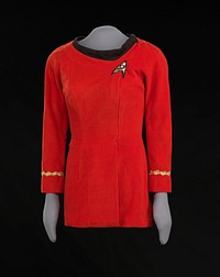 Red Starfleet uniform worn by Nichelle Nichols as Lt. Uhura on Star Trek, National Museum of African American History and Culture