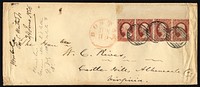 3c Washington top sheet margin strip of four on cover