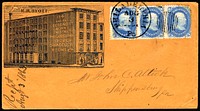 1c Franklin strip of three on cover