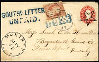 Southern Letter Unpaid handstamp on cover