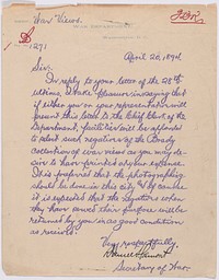 Letter addressed "Sir" (presumably Mathew Brady) from Daniel Scott Lamont