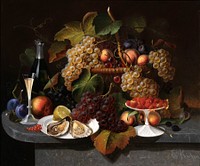 Still Life with Fruit, Oysters, and Wine, Everhart Kuhn