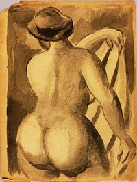 Female Nude with Drape by Carl Newman