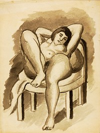 Seated Female Nude by Carl Newman