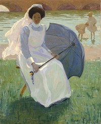 Woman with Green Parasol, Frederick F. Fursman