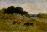 Untitled (landscape with two cows), Edward Mitchell Bannister