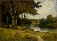 Untitled (landscape, trees near river), Edward Mitchell Bannister