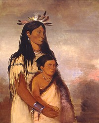 Túnk-aht-óh-ye, Thunderer, a Boy, and Wun-pán-to-mee, White Weasel, a Girl by George Catlin