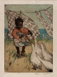 Feeding the Geese by Helen Hyde (1868-1919)