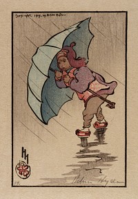 The Blue Umbrella by Helen Hyde (1868-1919)