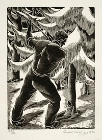 Untitled (man cutting down tree)