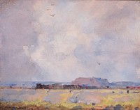In the Plateau Country, with an Inhabited Pueblo, William Henry Holmes