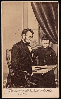 Portrait of Abraham Lincoln (1809-1865) and Thomas (Tad) Lincoln (1853-1871)