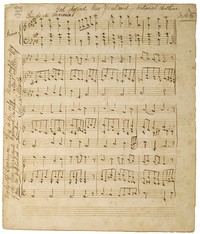 The original manuscript drafted by John Joseph Woods for God Defend New Zealand, currently the national anthem of New Zealand.