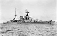 Partial restoration (spots removed, but no levels adjustment) of a 1924 photo by Allan C. Green of HMS Hood (pennant number 51), the last battlecruiser built for the Royal Navy. For other versions, see below.