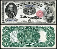 United States $50 Banknote, U.S. Note or Legal Tender Note, Large type, Series of 1880 (Fr. Ref#164).