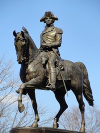 George Washington statue in the Boston Public Garden, Boston, Massachusetts, USA. Sculptor: Thomas Ball. This artwork is now in the public domain because the artist died more than 70 years ago.