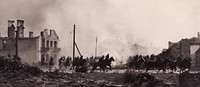This photograph was published in numerous sources, each with different description:Battle of the Bzura: Polish cavalry in Sochaczew in 1939[1].Cavalry of Poznań Army in fight in Uniejów region[2].Bydgoszcz, September 1939[3].Polish cavalry, September 1939[4].