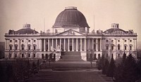 United States Capitol, Washington, D.C., east front elevation (image restoration of digital file from color film copy transparency, post-1992, of a half plate daguerreotype)