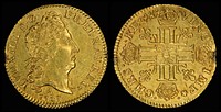 One Louis d'Or (1709), depicting Louis XIV of France