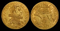 Italian States, Piacenza, 2 Doppie (1626). Depicting Odoardo Farnese, Duke of Parma.