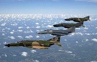 OVER FLORIDA -- A formation of F-4 Phantom II fighter aircraft fly in formation during a heritage flight demonstration here. The heritage flight program was established in 1997 to commemorate the 50th Anniversary of the U.S. Air Force.