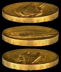 1907 G$20 Saint Gaudens (Roman, high relief) edge detailGold (fineness 0.9000), 34mm, 33.436g, designed by Augustus Saint-Gaudens, edge detailJN2015-7032-33-34