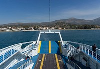 Leaving Eretria in ferry, Euboean gulf, Greece