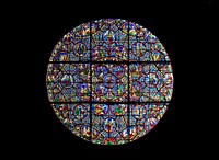 Southern rose window (figuring the Last Judgment) of the church Notre-Dame in Dijon. Realized by Édouard Didron between 1874 and 1897.