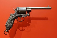 Revolver in the Peabody Museum, Harvard University, Cambridge, Massachusetts, USA. Photography was permitted without restriction; exhibit is old enough so that it is in the public domain.