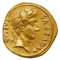 Aureus d'Auguste émis à Rome, 19 av.JC. CAESAR AVGVSTVS. Tête d'Auguste couronnée de chêne à droite. - Or 8,05 g - BNCMER I 112 - RIC 316.