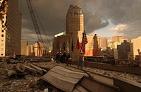 New York, NY, September 28, 2001 -- Debris on surrounding roofs at the site of the World Trade Center. Photo by Andrea Booher/ FEMA News Photo