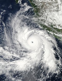 Hurricane Rick at peak intensity as a Category 5 hurricane