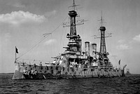 The USS New Jersey (BB-16) in camouflage coat.