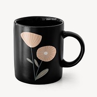 Black painted coffee cup mockup psd