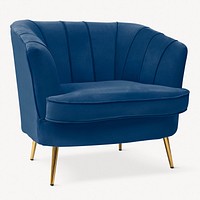 Blue velvet chair psd mockup modern chic design