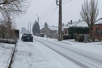 Winter road, snowing. View public domain image source here