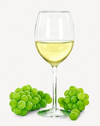 White wine glass collage element psd