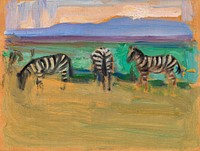 Zebras, oil painting. Original public domain image by Akseli Gallen-Kallela from Finnish National Gallery. Digitally enhanced by rawpixel.