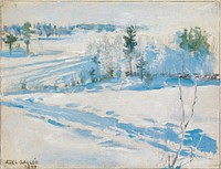Winter landscape, oil painting. Original public domain image by Akseli Gallen-Kallela from Finnish National Gallery. Digitally enhanced by rawpixel.