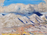 Taos mountains, New Mexico, USA, oil painting. Original public domain image by Akseli Gallen-Kallela from Finnish National Gallery. Digitally enhanced by rawpixel.
