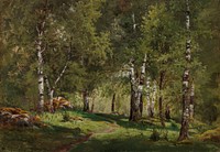 Birch grove, oil painting. Original public domain image from Finnish National Gallery. Digitally enhanced by rawpixel.