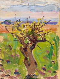 Dwarf tree, oil painting. Original public domain image by Akseli Gallen-Kallela from Finnish National Gallery. Digitally enhanced by rawpixel.