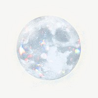 Holographic moon, aesthetic galaxy collage element psd