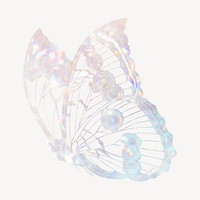 Sparkly holographic butterfly, aesthetic graphic. Remixed from the artwork of E.A. Séguy.